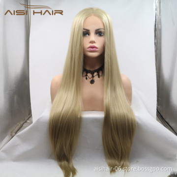 Aisi Hair Long Silky Straight Blonde Wig Top Quality Synthetic Front Lace Wig Natural Wave Lace Front Wigs For Black White Women